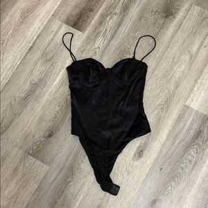 Zara Black Satin Bodysuit